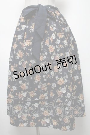 画像: axes femme / ローズプリントフレアースカート L 紺 S-25-02-17-1065-AX-SK-SZ-ZI