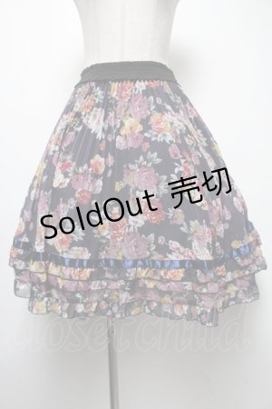 画像: axes femme / 花柄プリーツスカート M 紺 S-25-02-17-1071-AX-SK-SZ-ZT398