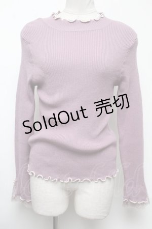 画像: axes femme / 袖レースメローニットプルオーバー M パープル S-25-02-17-013-AX-TO-SZ-ZT321