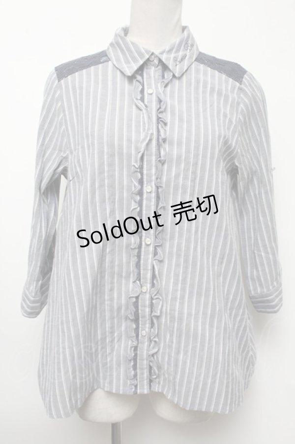 画像1: axes femme / ストライプブラウス  ブルー S-25-02-17-026-AX-BL-AS-ZT173 (1)