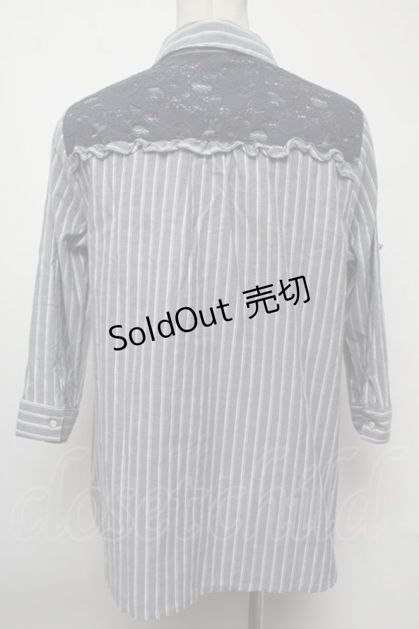 画像2: axes femme / ストライプブラウス  ブルー S-25-02-17-026-AX-BL-AS-ZT173 (2)