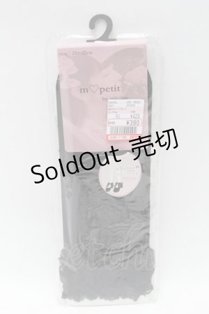 画像: m petit by misako / シアーハート柄クルーソックス  黒 S-25-02-21-005-LO-ZA-HR-ZS