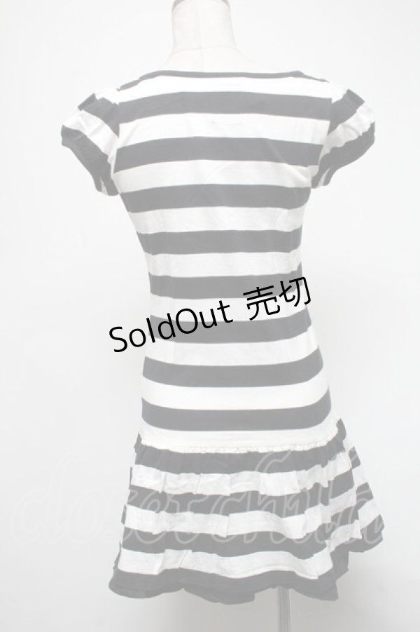 画像2: MILK / ボーダーカットワンピース  黒ｘ白 S-25-02-25-058-ML-OP-AS-ZS (2)