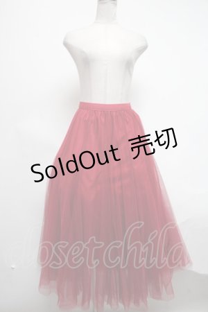 画像: axes femme / ロングチュールスカート  赤 S-25-02-25-078-AX-SK-HR-ZS