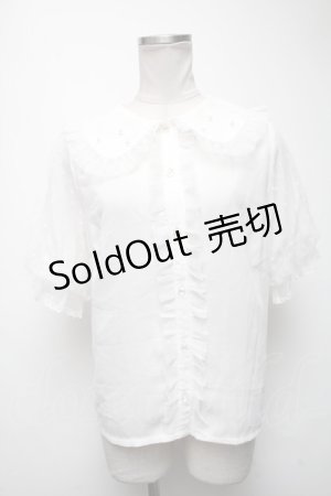 画像: axes femme kawaii / ドットチュール半袖ブラウス  白 S-25-02-25-022-AX-BL-AS-ZS