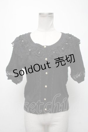 画像: axes femme / シフォンお花レースカーディガン  黒 S-25-02-25-034-AX-TO-HR-ZS
