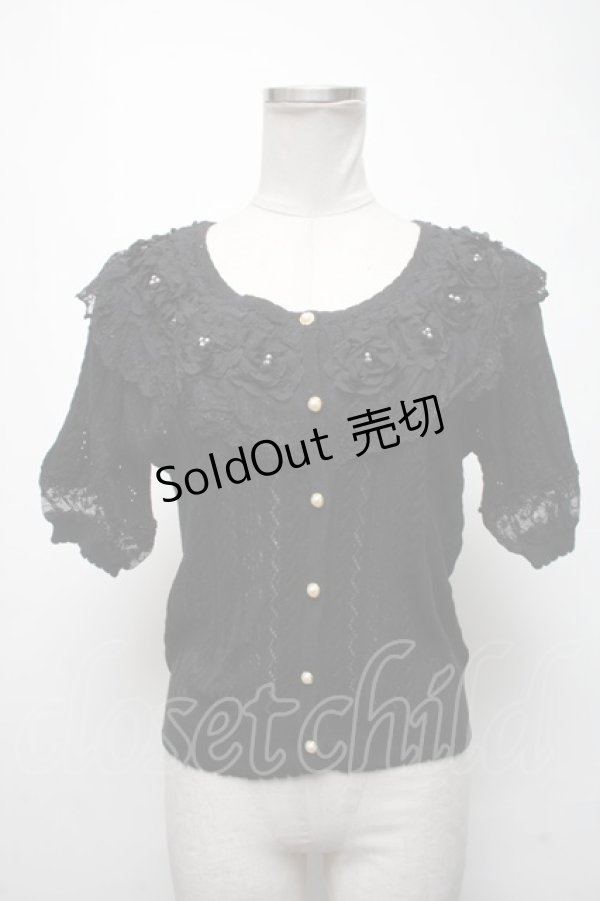 画像1: axes femme / シフォンお花レースカーディガン  黒 S-25-02-25-034-AX-TO-HR-ZS (1)