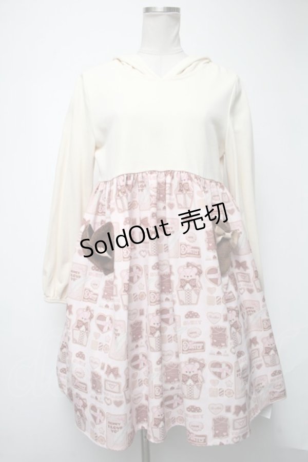 画像1: 【SALE】To Alice / チョコＸクッキー切り替えワンピース  オフＸピンク S-25-02-25-043-LO-OP-AS-ZT252 (1)