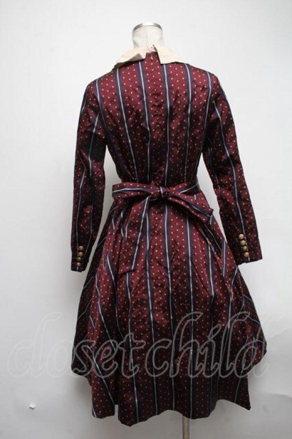 画像2: Jane Marple / Regimental stripeのワンピース  ワイン S-25-02-27-072-JM-OP-AS-ZT362 (2)