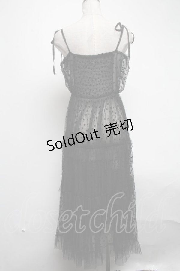 画像2: axes femme / ハートチュールティアードワンピース  黒 S-25-02-27-074-AX-OP-HR-ZS (2)