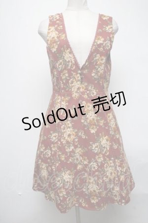 画像: 【SALE】axes femme / ベルト付き花柄ジャンドレ  ブラウン S-25-02-27-081-AX-OP-HR-ZT462