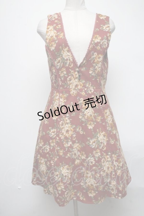 画像1: 【SALE】axes femme / ベルト付き花柄ジャンドレ  ブラウン S-25-02-27-081-AX-OP-HR-ZT462 (1)