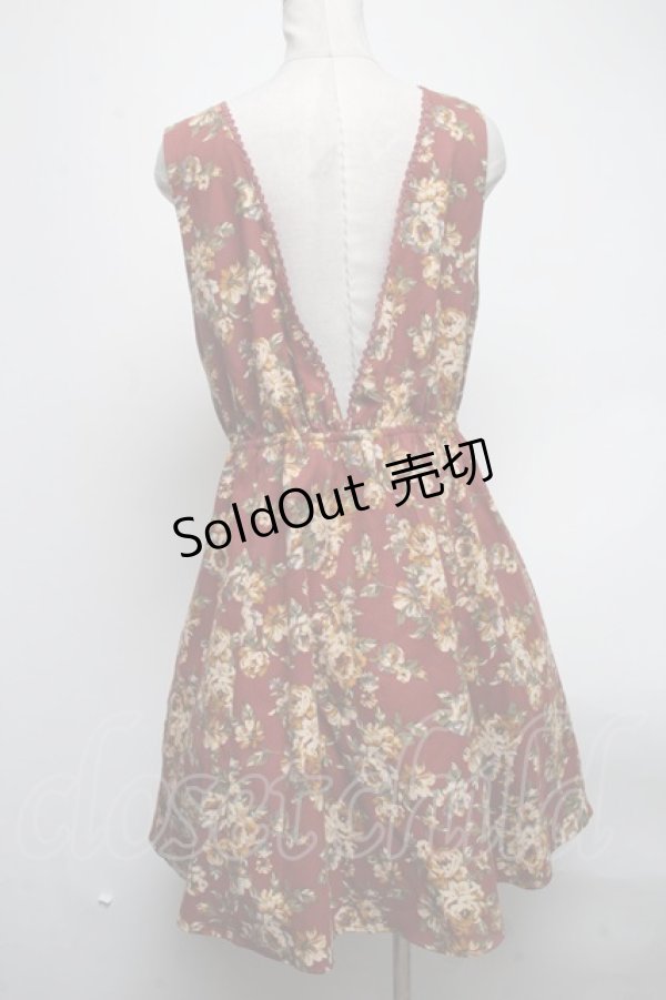 画像2: 【SALE】axes femme / ベルト付き花柄ジャンドレ  ブラウン S-25-02-27-081-AX-OP-HR-ZT462 (2)