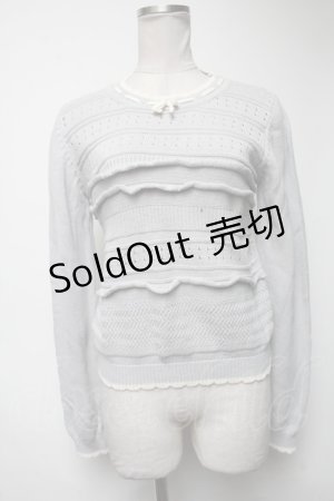 画像: axes femme POETIQUE / はしごリボンニットトップス  サックス S-25-02-27-038-AX-TO-HR-ZS