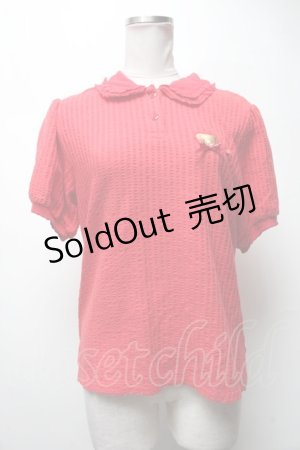 画像: PINK HOUSE /  くま刺繍半袖ポロシャツ  赤 S-25-03-02-048-LO-TO-ET-ZS