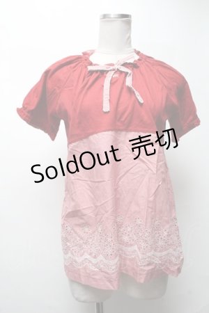画像: PINK HOUSE / ギンガムチェック切替カットソー  赤 S-25-03-02-050-LO-TO-AS-ZS