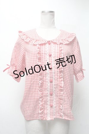 画像: DearMyLove / セーラーハートボタンフリルブラウス  赤 S-25-03-02-051-EL-TO-AS-ZS