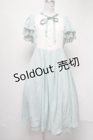 画像: axes femme / ブロッキングフリル袖ワンピース  グリーン S-25-03-02-055-AX-OP-HR-ZS