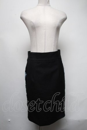 画像: CuLLt / バラ刺繍タイトスカート  黒 S-25-03-02-075-PU-ZA-HR-ZS