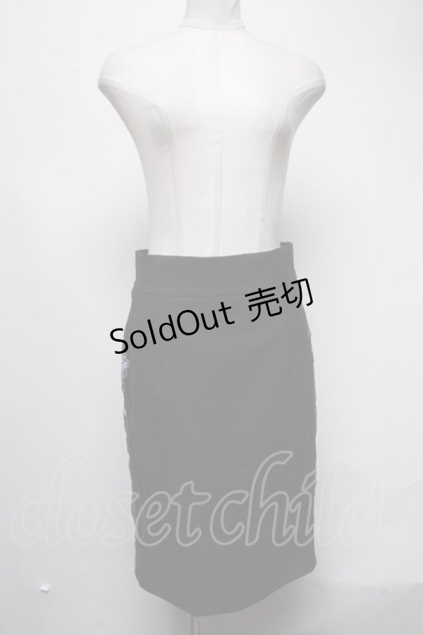 画像1: CuLLt / バラ刺繍タイトスカート  黒 S-25-03-02-075-PU-ZA-HR-ZS (1)