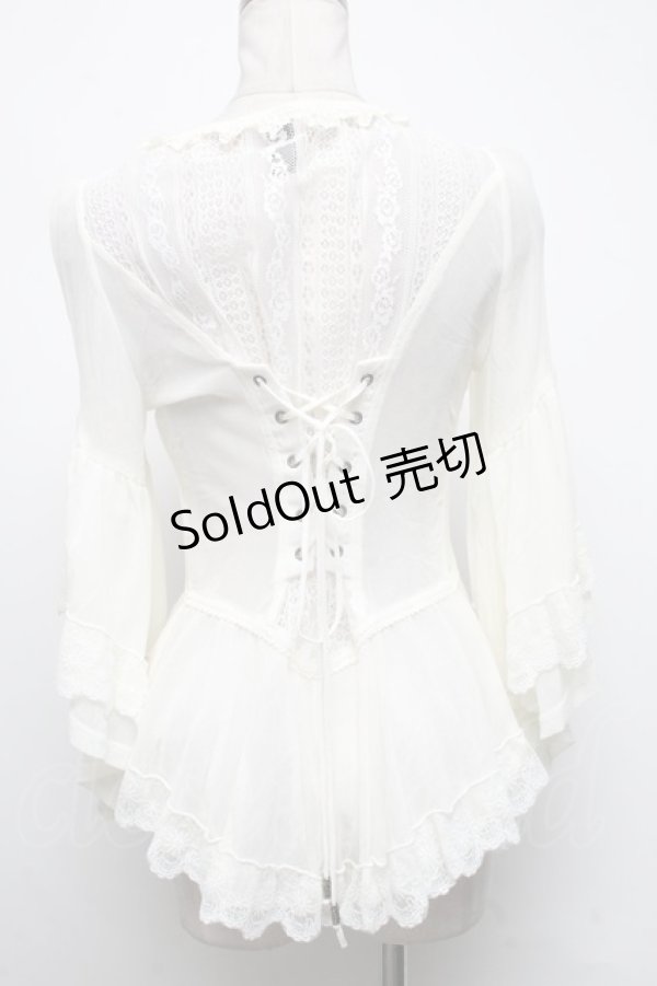 画像2: Ozz oneste / シフォン&レースカーディガン  キナリ S-25-03-02-011-OO-BL-HR-ZS (2)