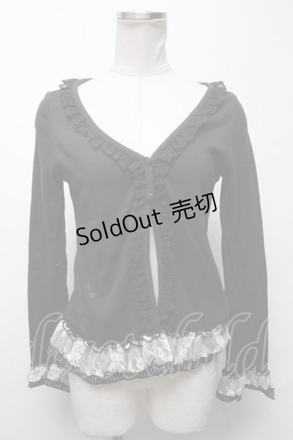 画像1: H jelly / プリントカットボレロ  黒 S-25-03-02-035-HN-TO-AS-ZS (1)