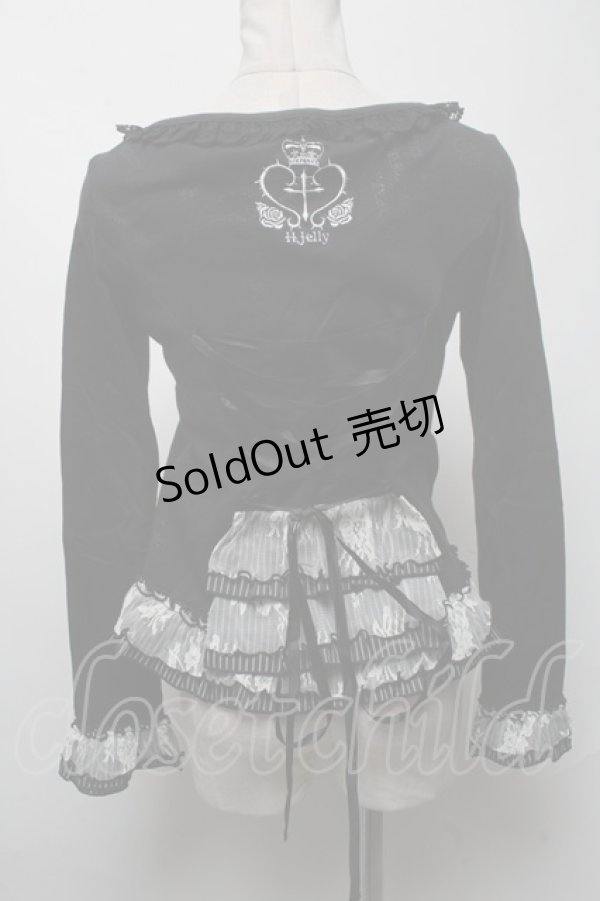 画像2: H jelly / プリントカットボレロ  黒 S-25-03-02-035-HN-TO-AS-ZS (2)