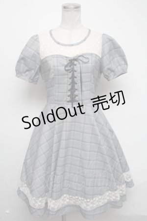 画像: axes femme / グレンチェックビスチェワンピース  グレー S-25-03-06-052-AX-OP-AS-ZS