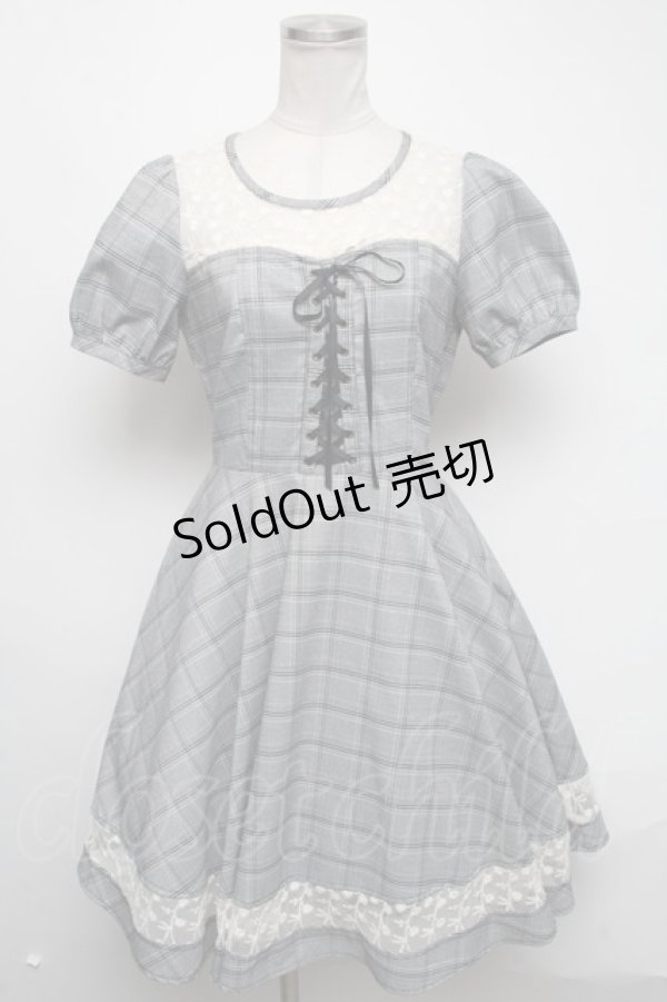 画像1: axes femme / グレンチェックビスチェワンピース  グレー S-25-03-06-052-AX-OP-AS-ZS (1)