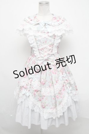 画像: metamorphose / フローレンスケープ付きジャンパースカート  ミントブルー S-25-03-06-057-ME-OP-HR-ZS