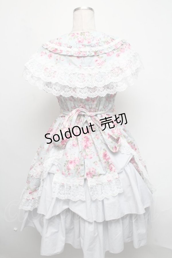 画像2: metamorphose / フローレンスケープ付きジャンパースカート  ミントブルー S-25-03-06-057-ME-OP-HR-ZS (2)