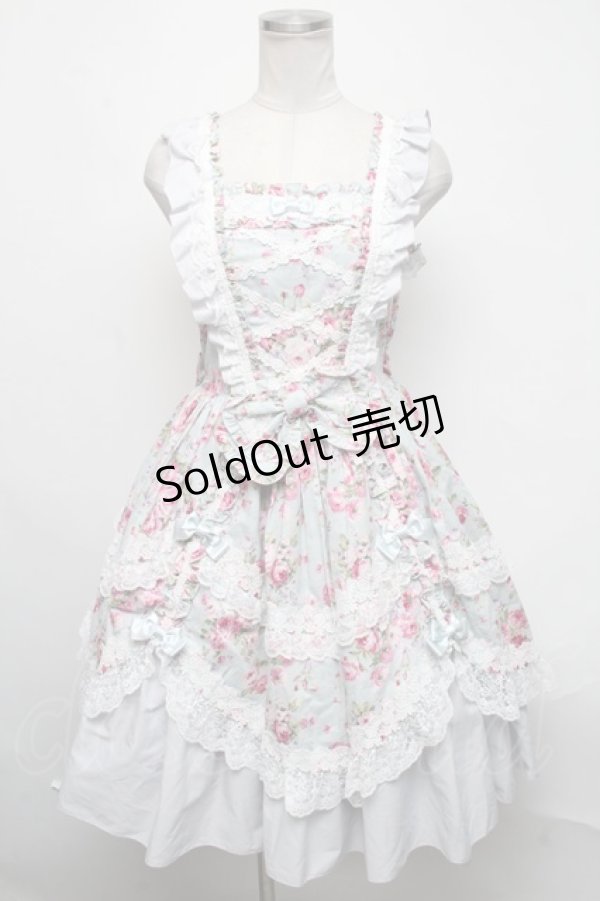 画像3: metamorphose / フローレンスケープ付きジャンパースカート  ミントブルー S-25-03-06-057-ME-OP-HR-ZS (3)