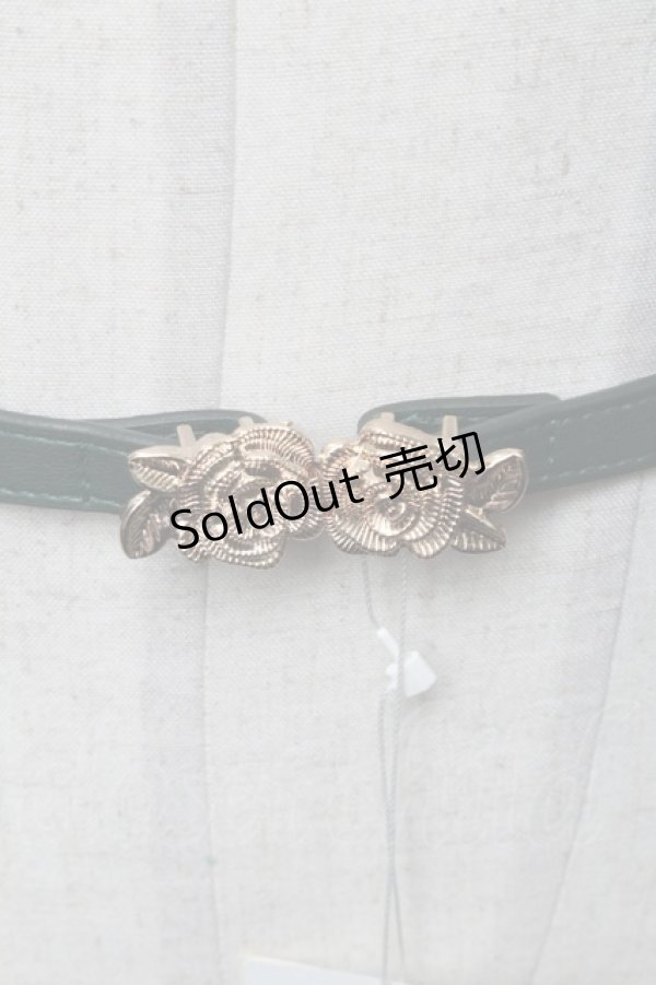 画像1: F&A / リトルローズバックルゴムベルト  グリーン S-25-03-06-009-LO-ZA-HR-ZS (1)