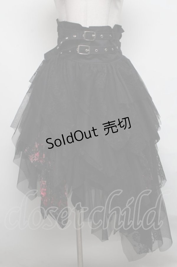 画像1: GOTH / レースレイヤードスカート  黒ｘ赤 S-25-03-06-082-GO-SK-HR-ZS (1)