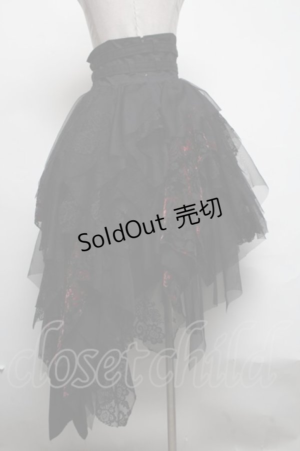 画像2: GOTH / レースレイヤードスカート  黒ｘ赤 S-25-03-06-082-GO-SK-HR-ZS (2)