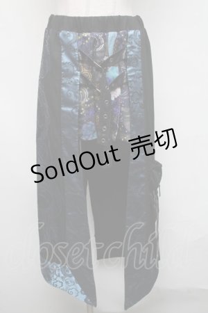 画像: Qutie Frash / ベルトデザインオーバースカート  黒ｘブルー S-25-03-06-087-QU-SK-AS-ZS