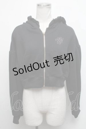画像: evelyn / ロゴフリルショートパーカー  黒 S-25-03-06-033-LO-TO-AS-ZS