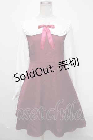 画像: Amavel / ロゴリボンワンピース  ワイン S-25-03-06-047-CA-OP-AS-ZS