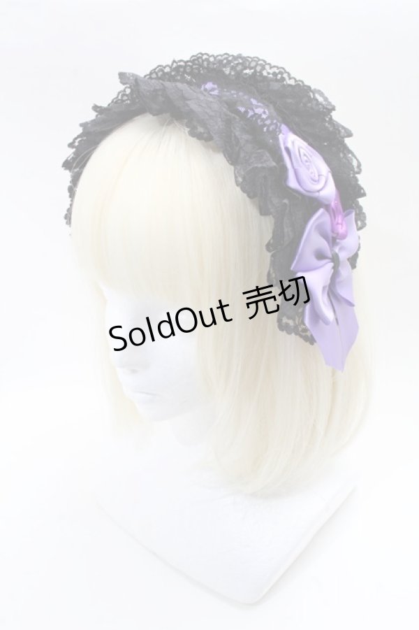 画像1: GOTH / バラレースリボンヘッドドレス  黒ｘ紫 S-25-03-09-007-GO-AC-HR-ZS (1)