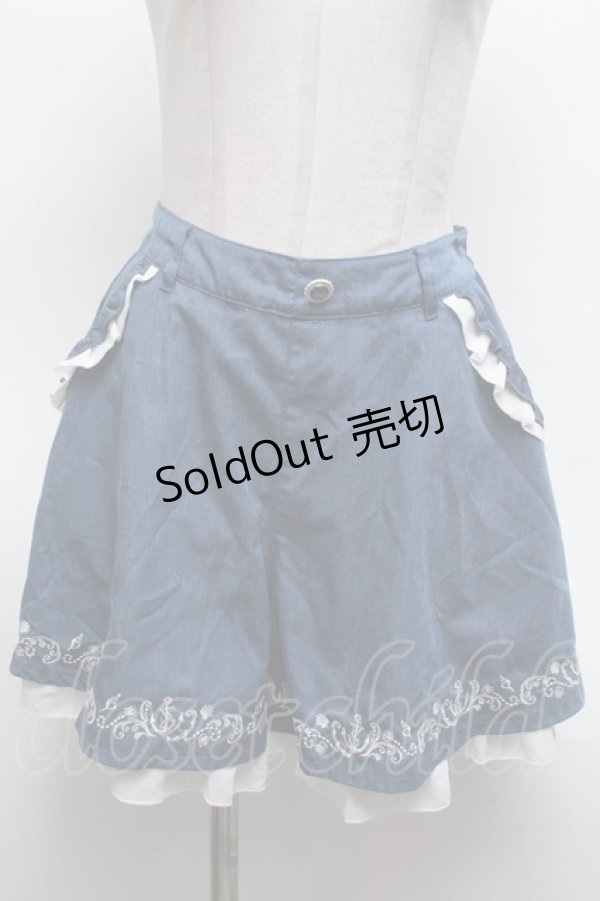 画像1: axes femme POETIQUE / マリン刺繍キュロット  青 S-25-03-09-082-AX-PA-AS-ZS (1)