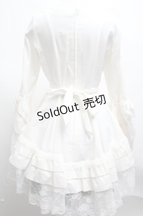 画像2: MARBLE / 編み上げ総フリルドレスワンピース  白 S-25-03-09-047-GO-OP-HR-ZS (2)