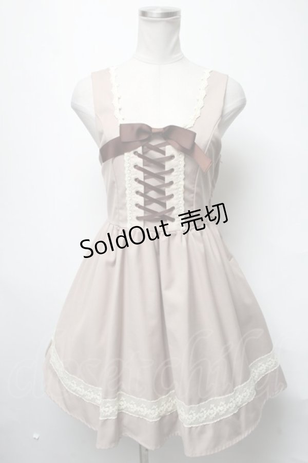 画像1: LOLITAその他(お買取対象外) / レース&編み上げジャンパースカート  ベージュ S-25-03-11-065-LO-OP-HR-ZS (1)