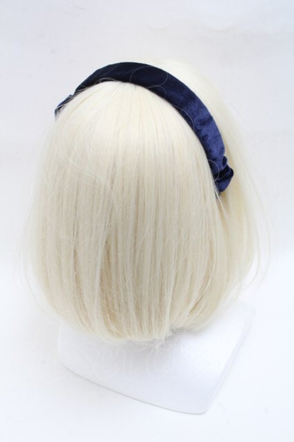 画像2: axes femme / ベロアリボンカチューシャ  紺 S-25-03-11-011-AX-AC-HR-ZS (2)