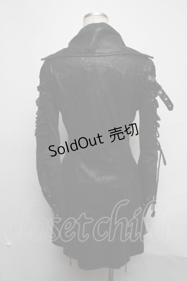 画像2: PUNK RAVE / 異素材切替コート  黒 S-25-03-11-045-PU-BL-AS-ZS (2)