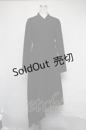 画像: BPN / チャイナデザインロングワンピース  黒 S-25-03-11-050-GO-OP-HR-ZS