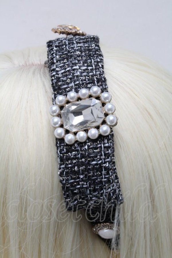 画像2: Swankiss / SX elegant tweed カチューシャ  黒 S-25-03-13-006-CA-AC-HR-ZS (2)