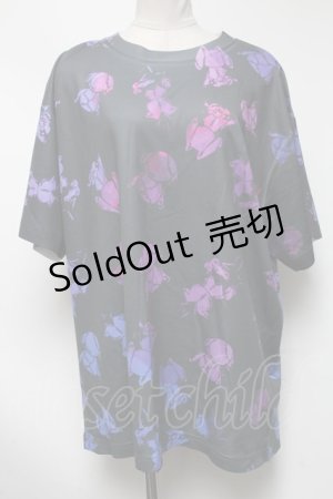 画像: NieR Clothing / 総柄トップス  黒 S-25-03-13-052-PU-TS-HR-ZS