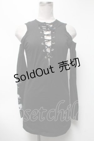 画像: NieR Clothing / 肩開き編み上げトップス  黒 S-25-03-13-053-PU-TO-HR-ZS