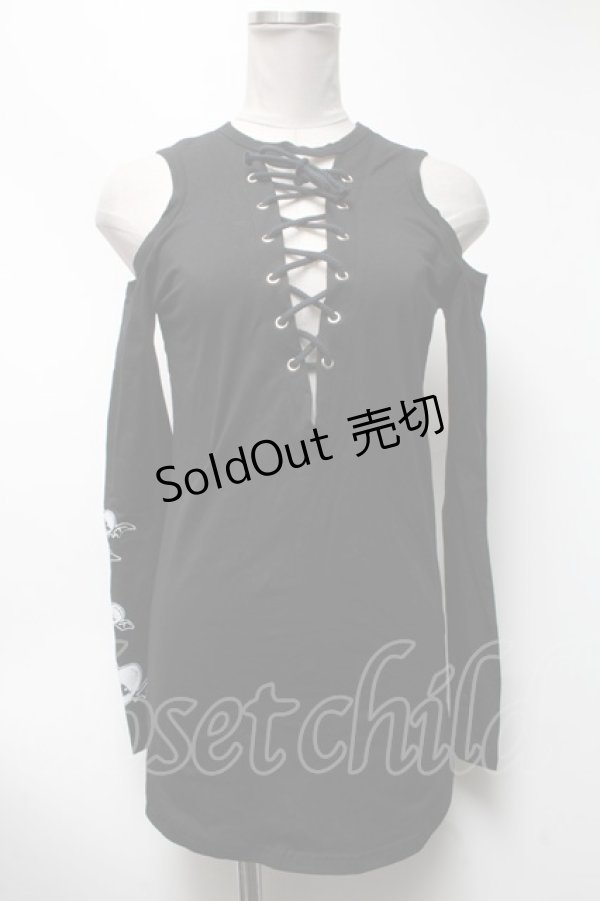 画像1: NieR Clothing / 肩開き編み上げトップス  黒 S-25-03-13-053-PU-TO-HR-ZS (1)