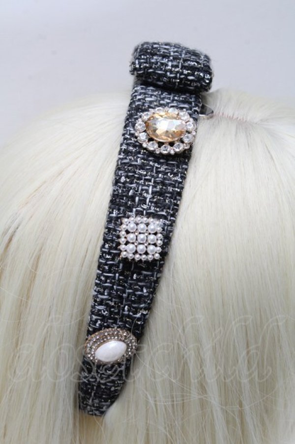 画像3: Swankiss / SX elegant tweed カチューシャ  黒 S-25-03-13-006-CA-AC-HR-ZS (3)